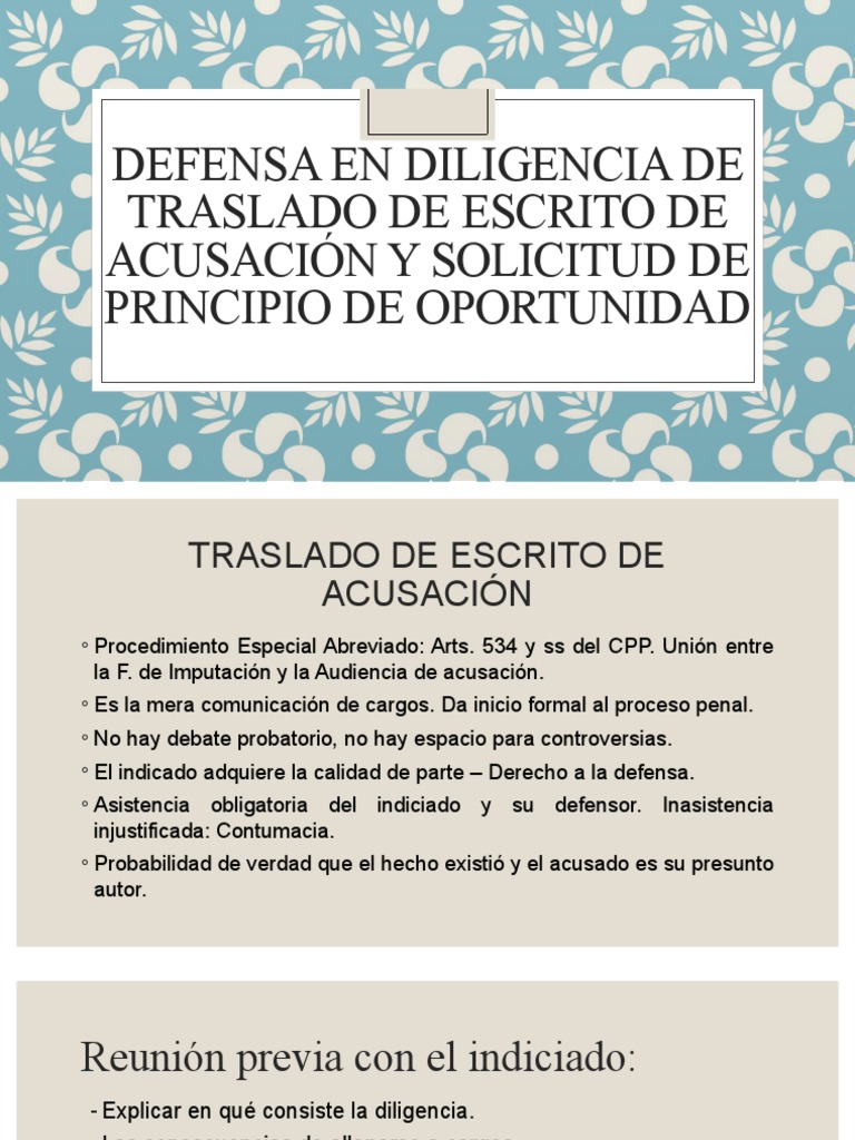 Traslado de Escrito de Acusación y Principio de Oportunidad PDF Información del gobierno