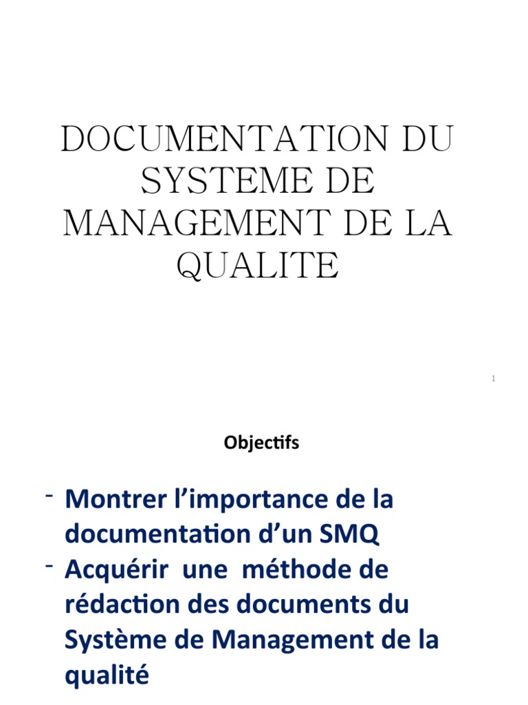 Rédaction des Documents Qualité SMQ | PDF | Système de management de la ...