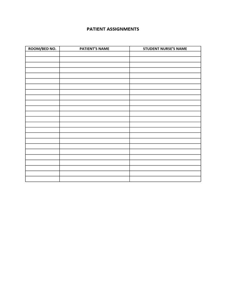 Nursing Student Patient List | PDF