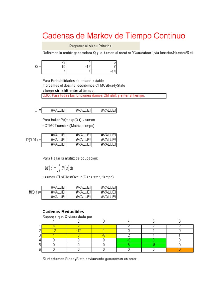 Markov en Excel | PDF | Enseñanza de matemática