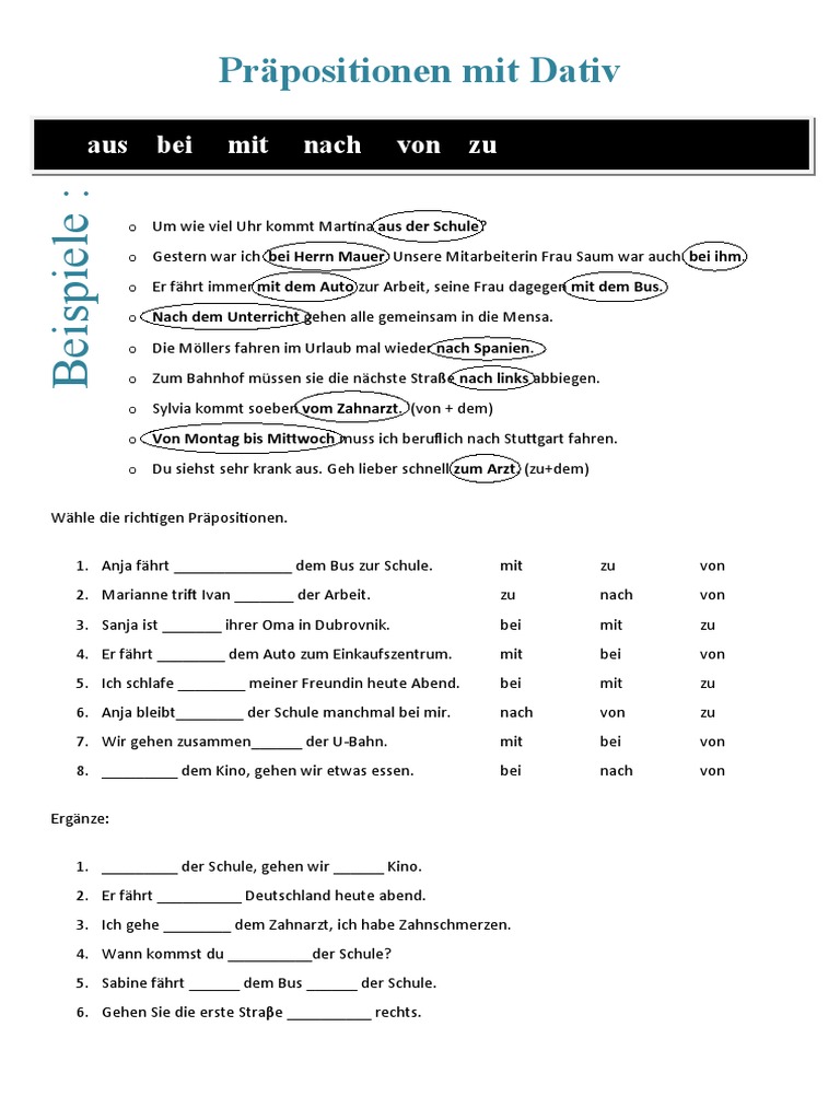 4197 Praepositionen Mit Dativ | PDF