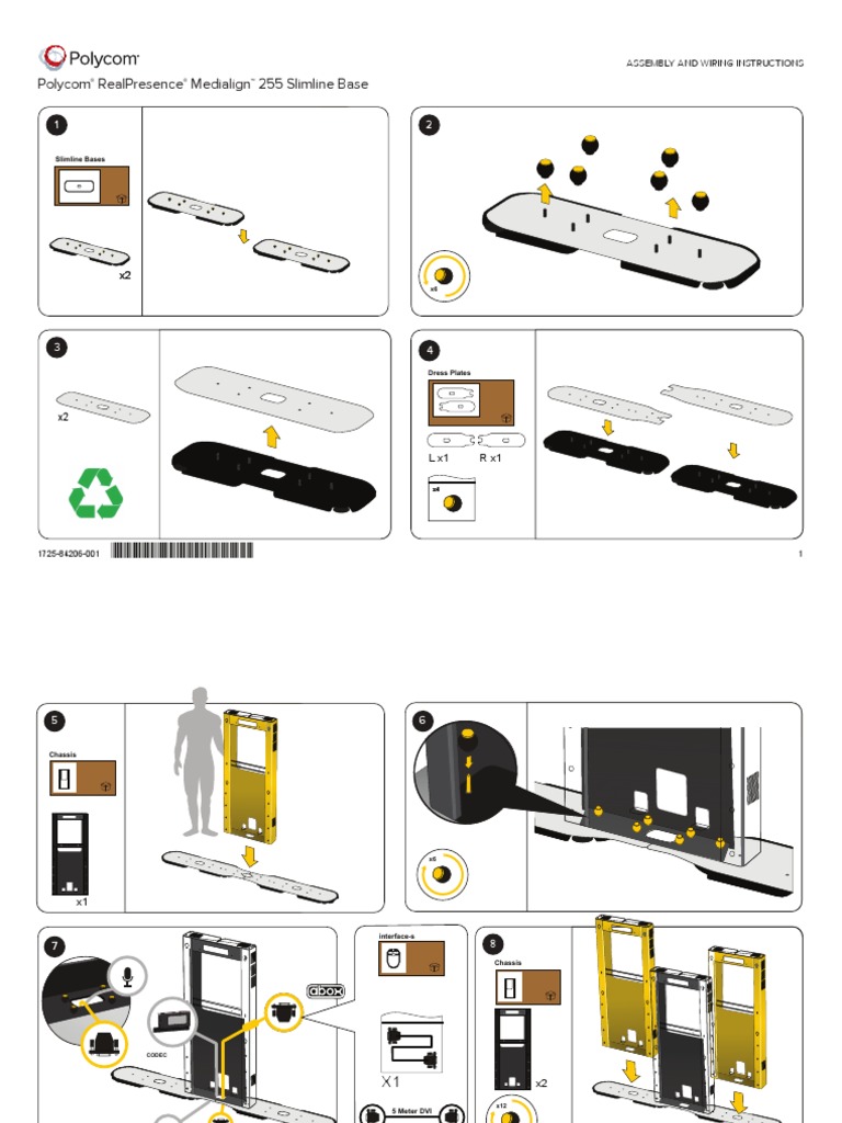 Polycom Realpresence Medialign 255 Slimline Base: Assembly and Wiring ...