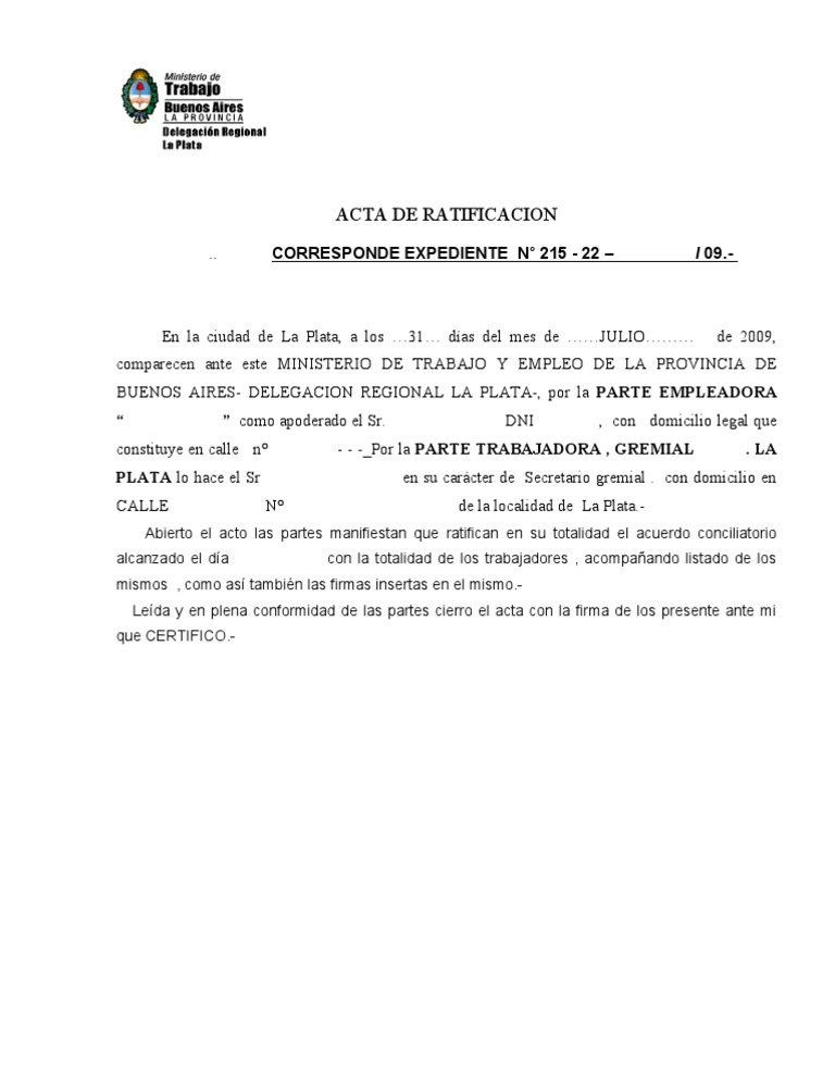 Acta de Ratificacion | PDF