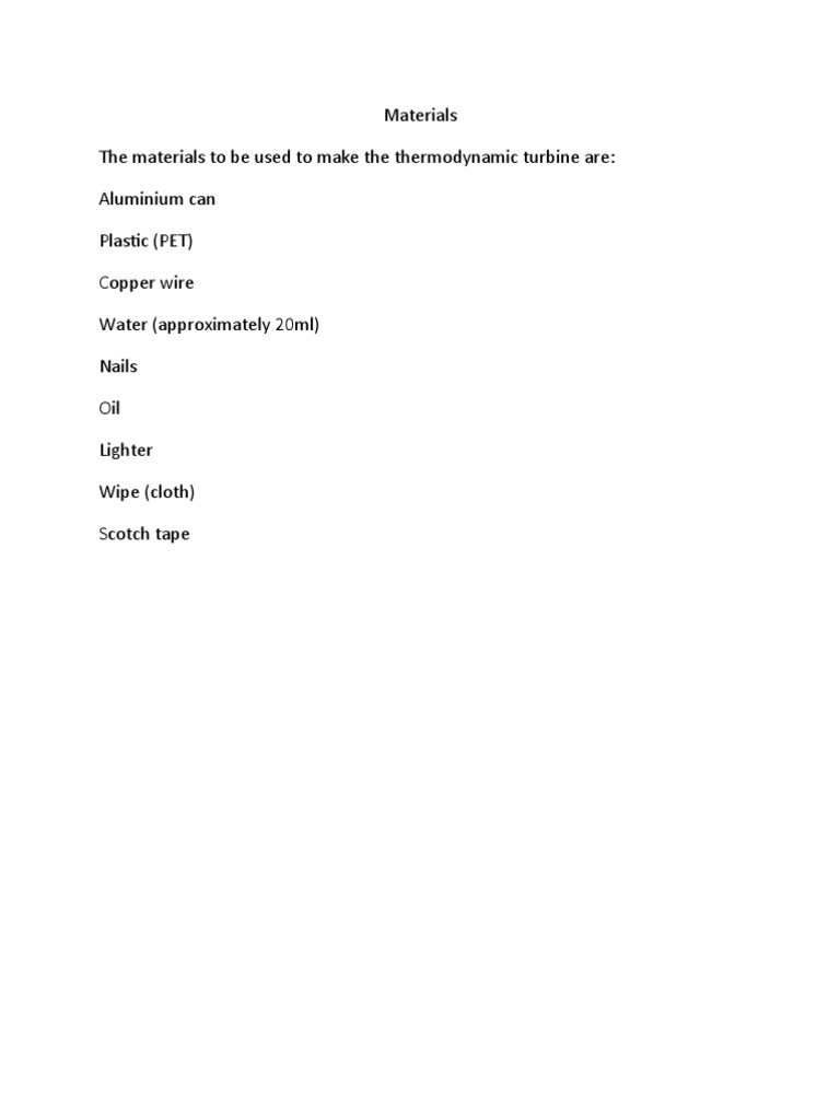 DIY Thermodynamic Turbine Guide | PDF | Technology & Engineering