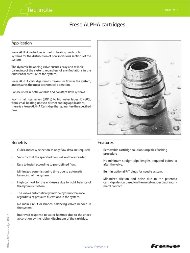 2-2-2 EN Frese Alpha Cartridges JAN 17 PDF | PDF | Valve | Pressure ...