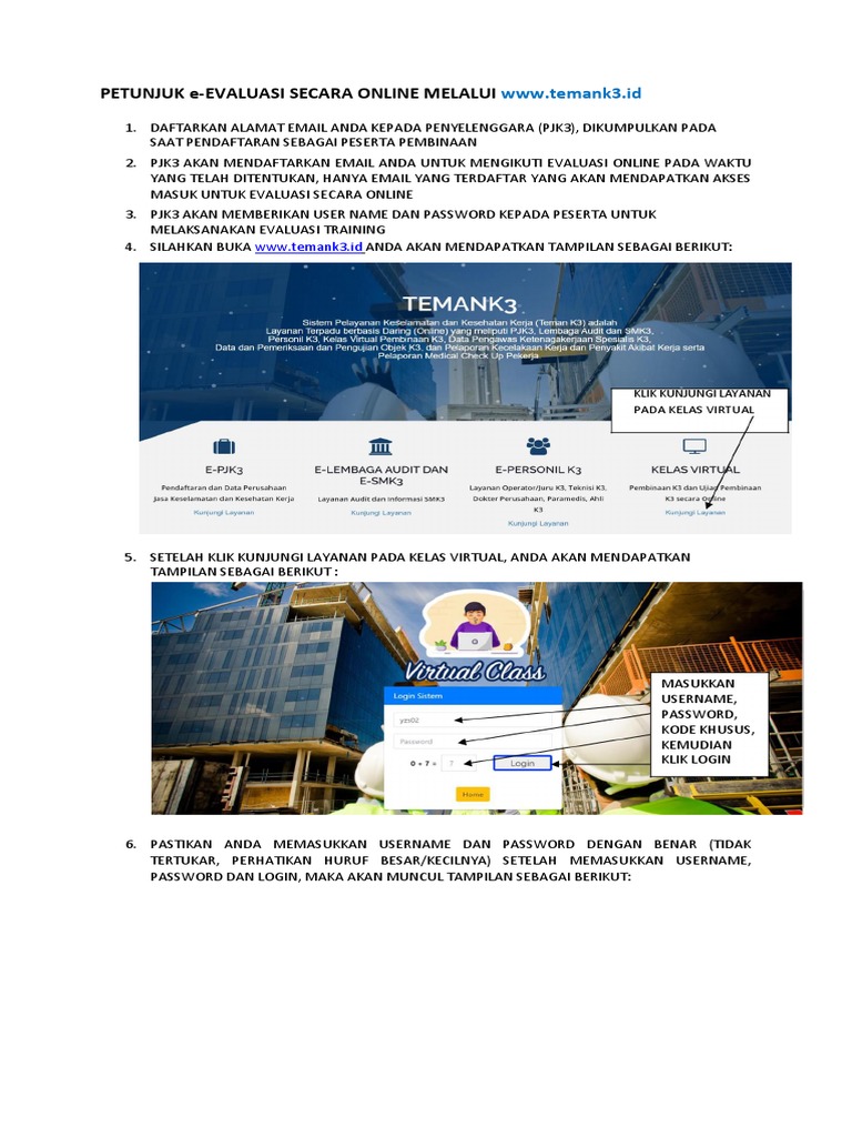 Petunjuk Evaluasi Online Via Teman K3