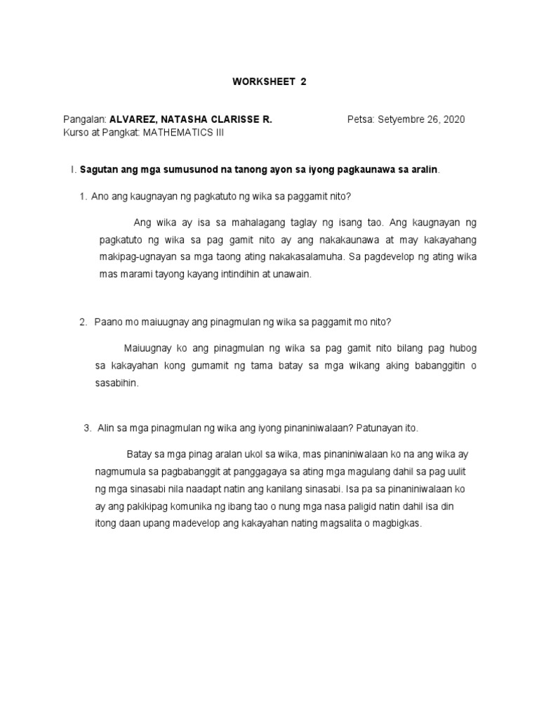 Worksheet 2 PDF | PDF