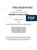 Course of Study FOR B.A. Political Science (Pass Course) Examination