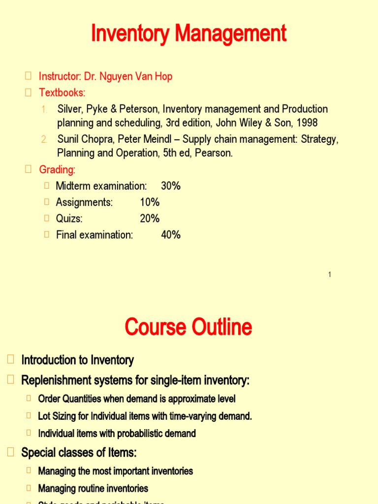 Inventory Management Course Overview | PDF | Inventory | Supply Chain ...