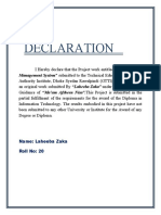 Declaration: Management System" Submitted To The Technical Education Vocational