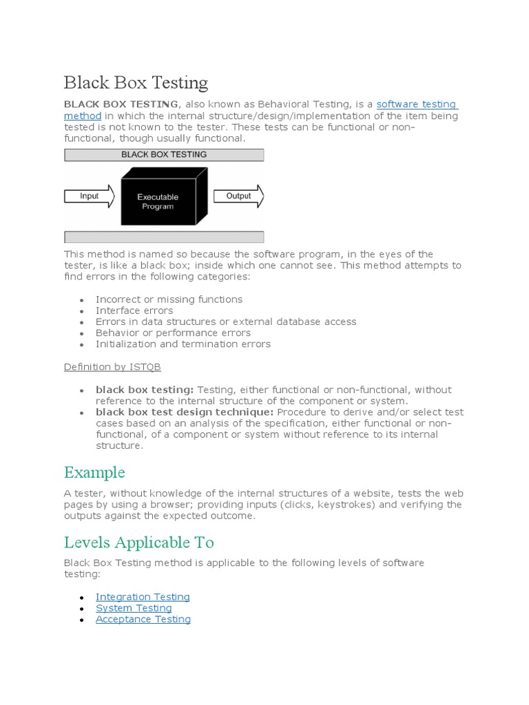 Black Box Testing Pdf , Black Box and White Box Testing Techniques – CBUY