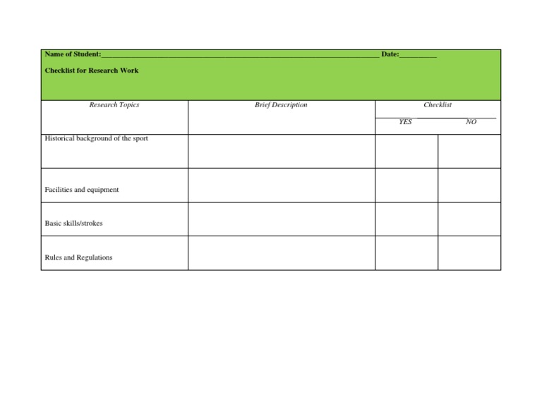 Pe3 Checklist PDF | PDF