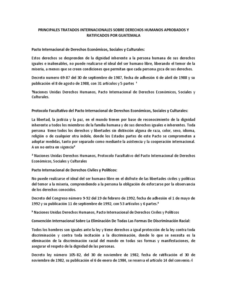 Tratados Internacionales de Derechos Humanos en Guatemala | PDF ...