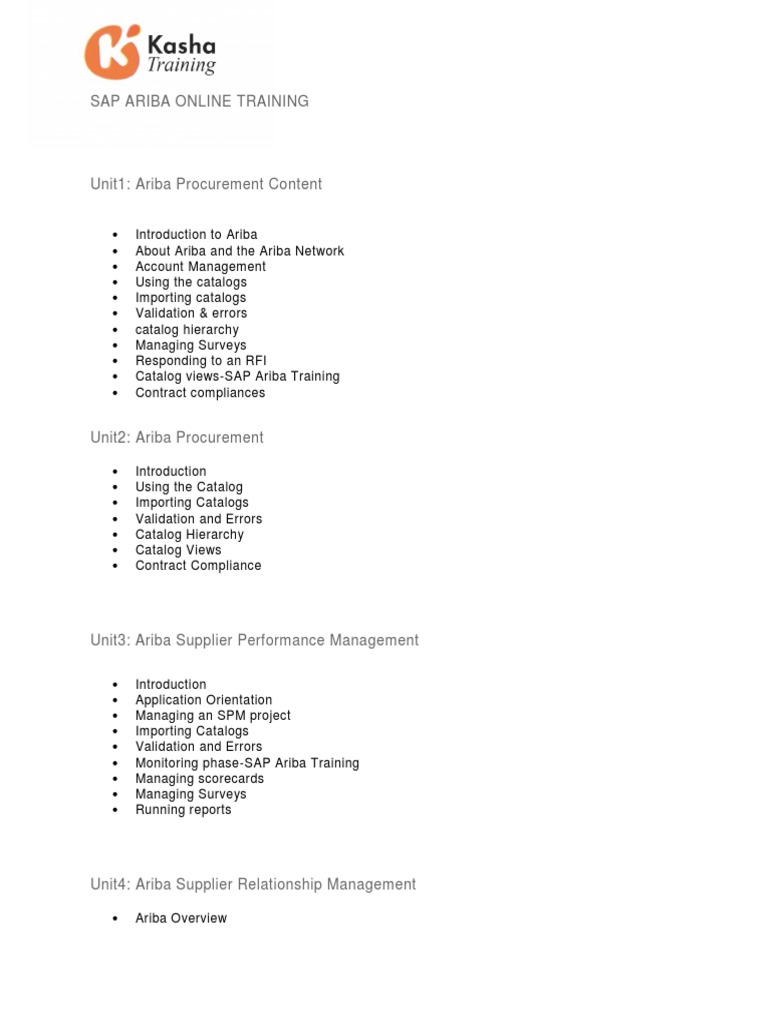 SAP Ariba Online Training Overview | PDF | Computers