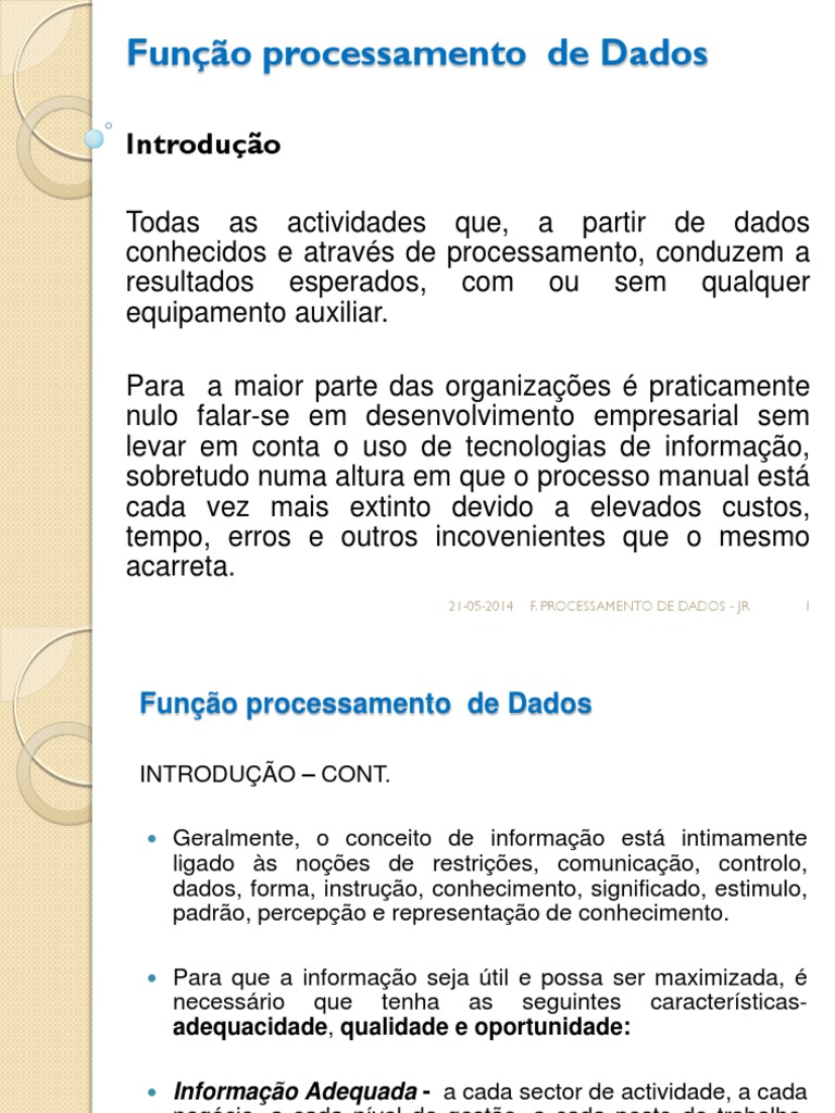 Função e Importância do Processamento de Dados | PDF | Informação ...
