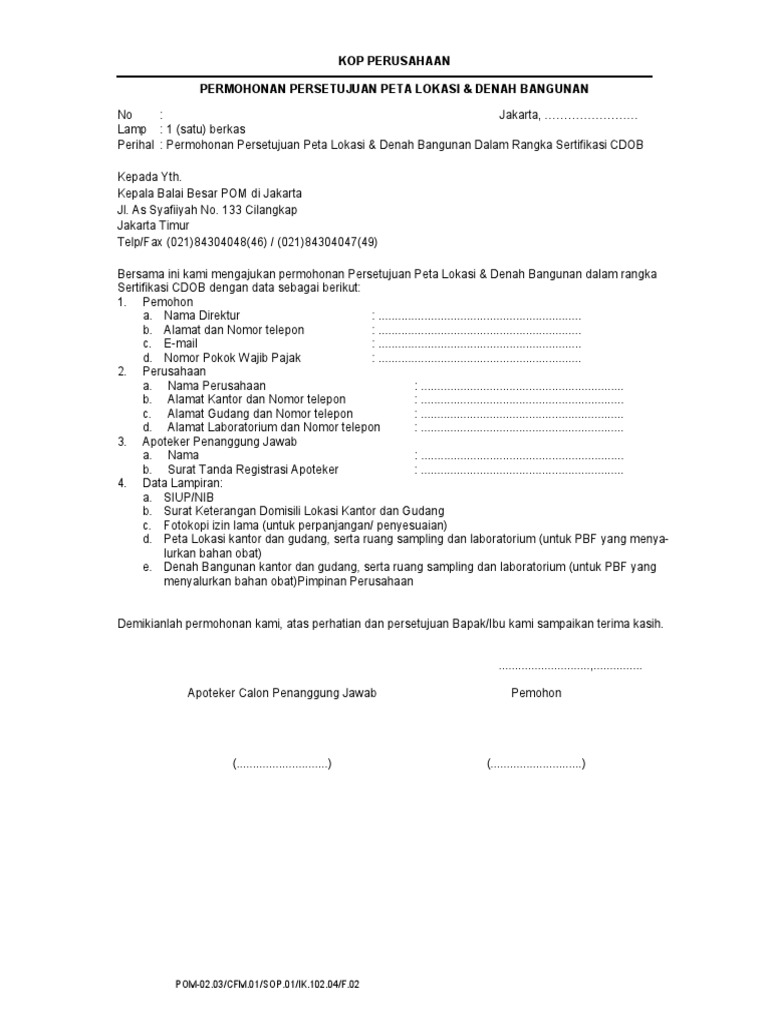2.form Permohonan Persetujuan Denah Bangunan PBF | PDF | Teknologi ...