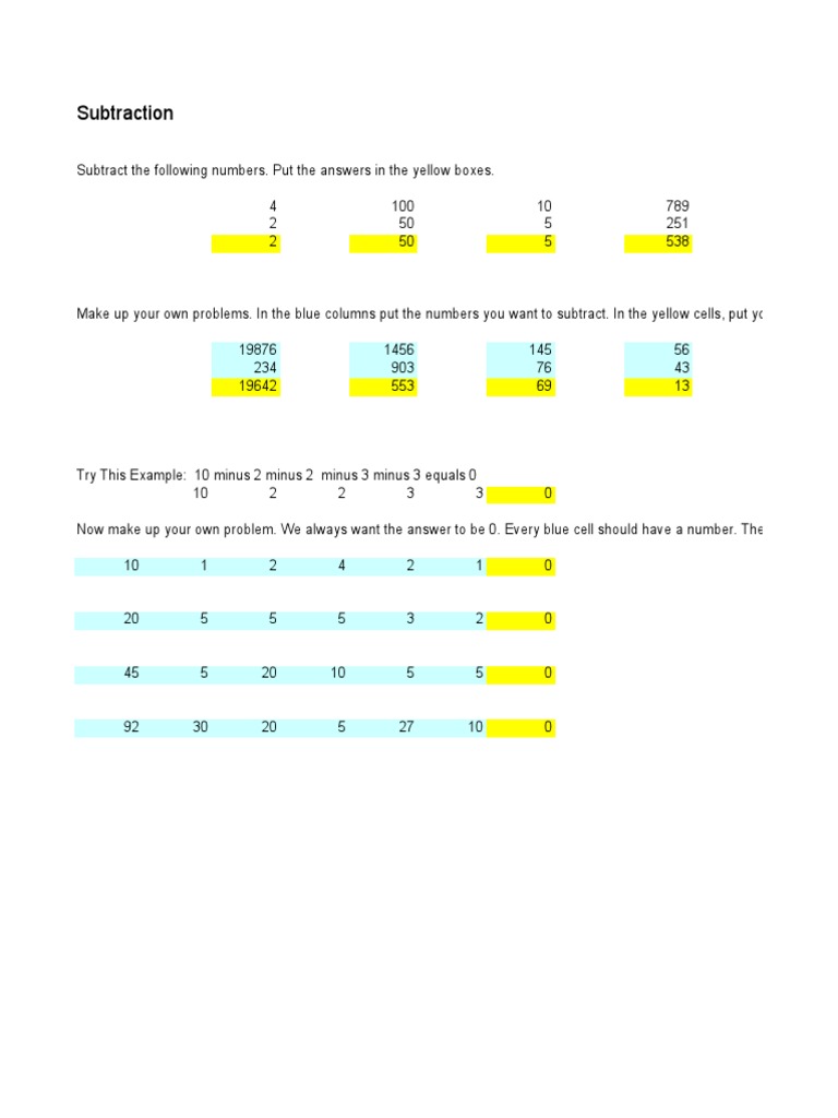 Subtraction | PDF