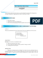 The Writing Process: Learning Experiences & Self-Assessment Activities