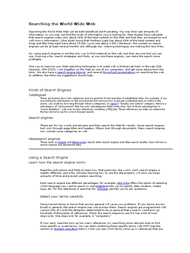 Searching The World Wide Web Pdf Web Search Engine Internet