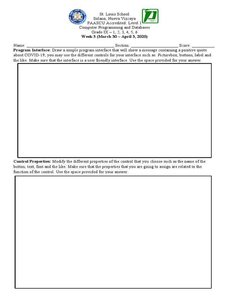 E Learning Activity Grade 9 Week 3 March 30 April 3 2020 | PDF ...