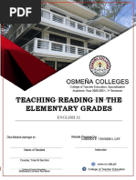 Module Inteaching Reading in The Elementary Grades (ENGLISH 12) - PRELIM DVendero