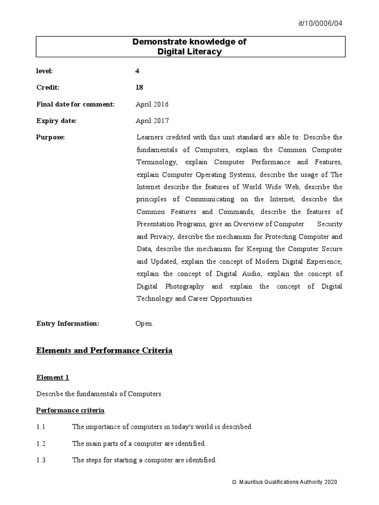 Digital Literacy Syllabus | PDF | World Wide Web | Internet & Web