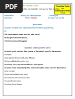 Transitive and Intransitive Verbs