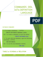 SQL Commands - DDL Data Definition Language: Created by N Jayanthi PGT Rks Cbe