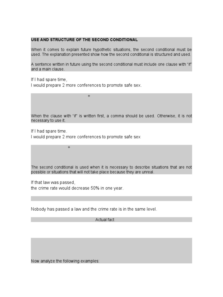 Use and Structure of The Second Conditional | PDF