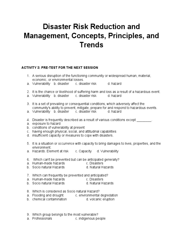 Disaster Risk Reduction Concepts and Activities | PDF | Hazards | Nature