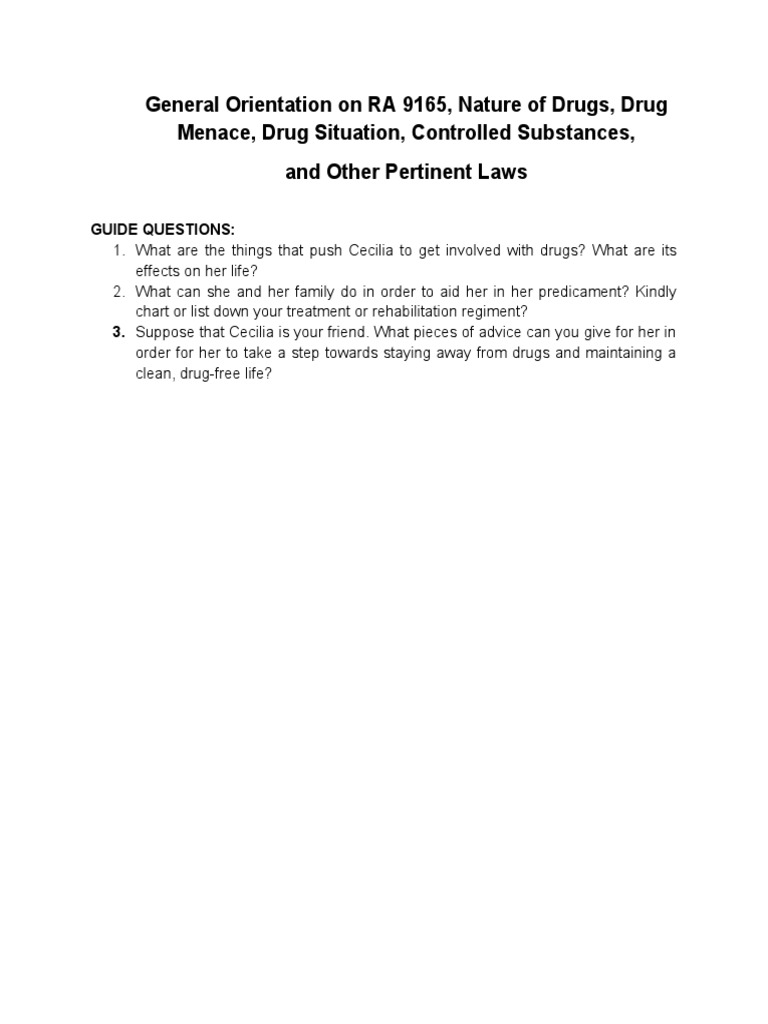 Overview of RA 9165 and Drug Issues | PDF
