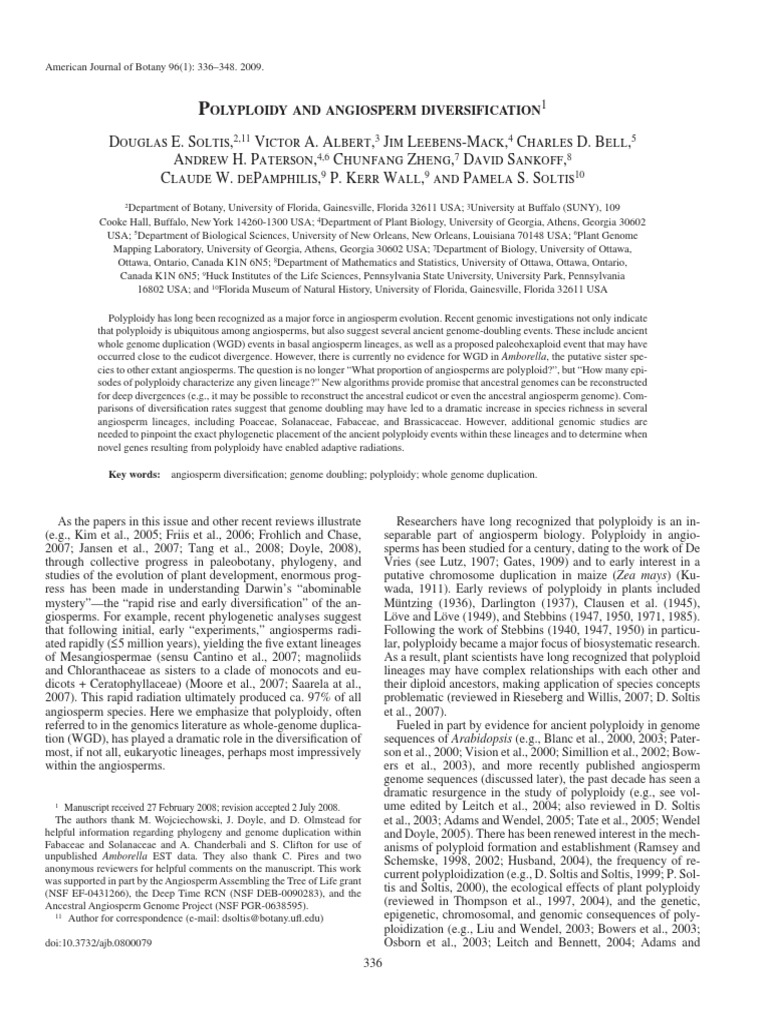 Polyploidy in Angiosperm Evolution | PDF | Gene Duplication | Ploidy