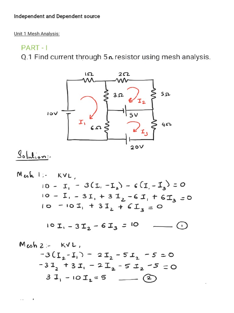 Independent and Dependent Source: Unit 1 Mesh Analysis | PDF