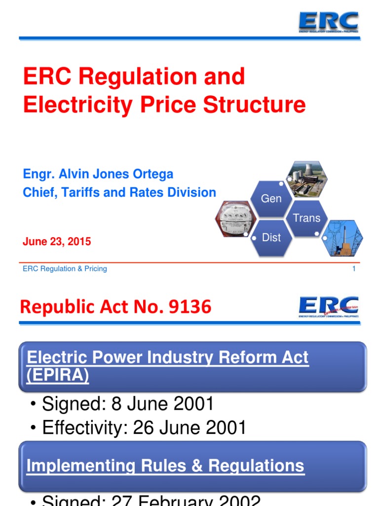 ERC Regulation and Electricity Price Structure by Engr. Alvin Jones ...