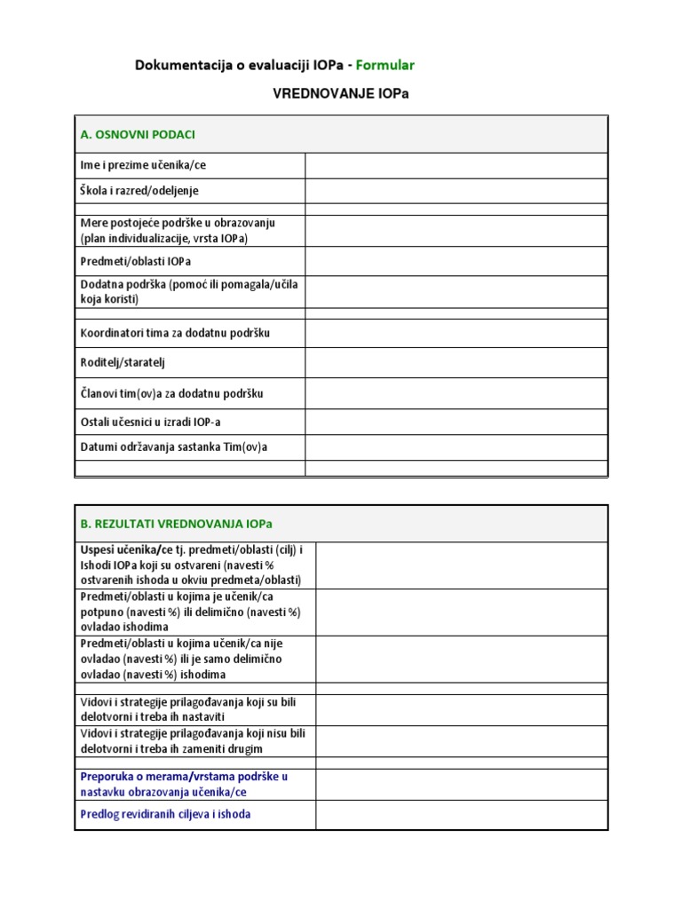 Evaluacija Iop-A | PDF