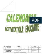 Calendarul Activitatilor Pe Anul in Curs