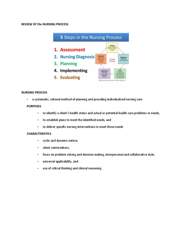 HA Lecture Week 1 REVIEW OF The NURSING PROCESS | PDF | Information ...