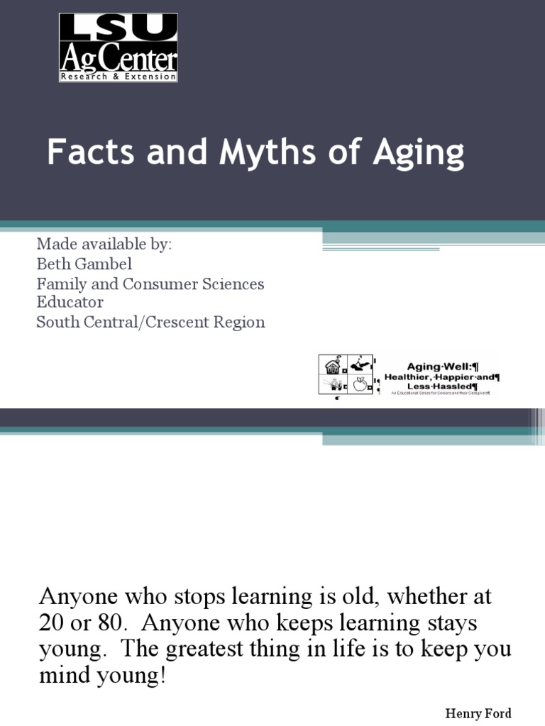 Myths and Facts of Aging Explained | PDF | Old Age | Ageing
