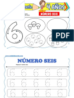 Trazos Del Número Seis para Niños de 4 Años