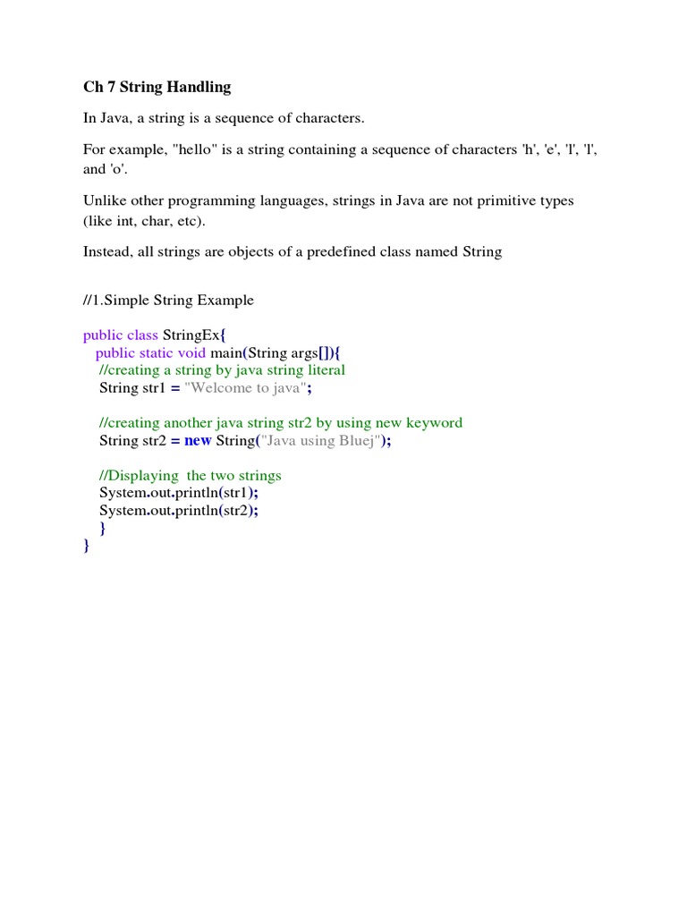 CH 7 String Handling Public Class Public Static Void PDF String