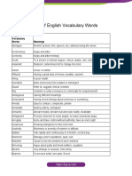 List of English Vocabulary Words