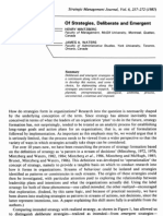 Of Strategies, Deliberate and Emergent: Strategic Management Journal, Vol. 6, 257-272 (1985)