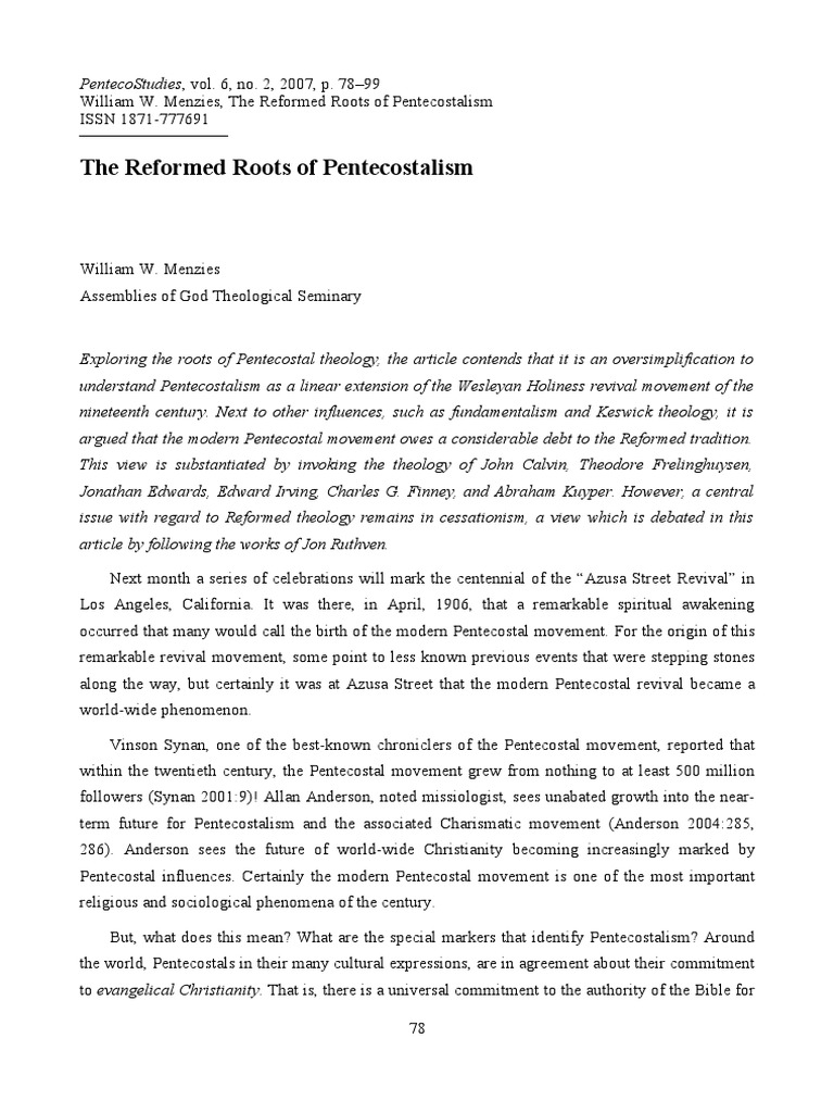 The Reformed Roots of Pentecostalism PDF | PDF | Pentecostalism ...