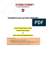 Tender Evaluation Report: Insert Tender Name And/or Insert Project Name