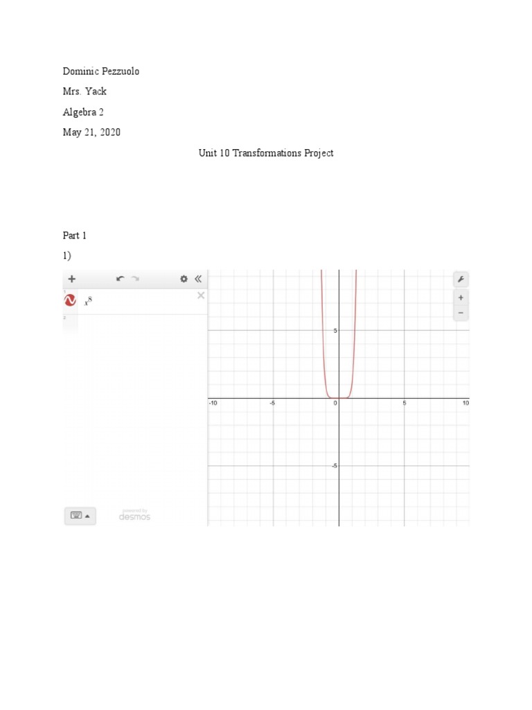 Algebra 2 Transformations Project | PDF
