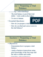 Section 3: Preparing A Trial Balance: - Enduring Understandings