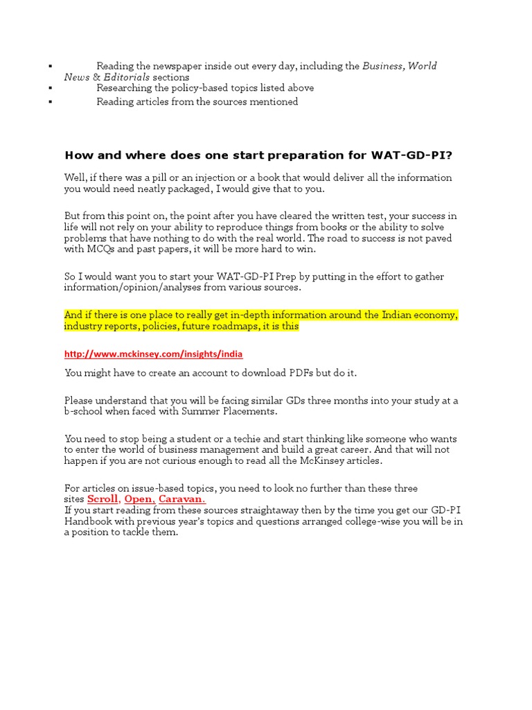 Gd Pi Topics For Mba 2025