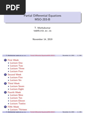 Partial Differential Equations MSO-203-B: T. Muthukumar Tmk@iitk