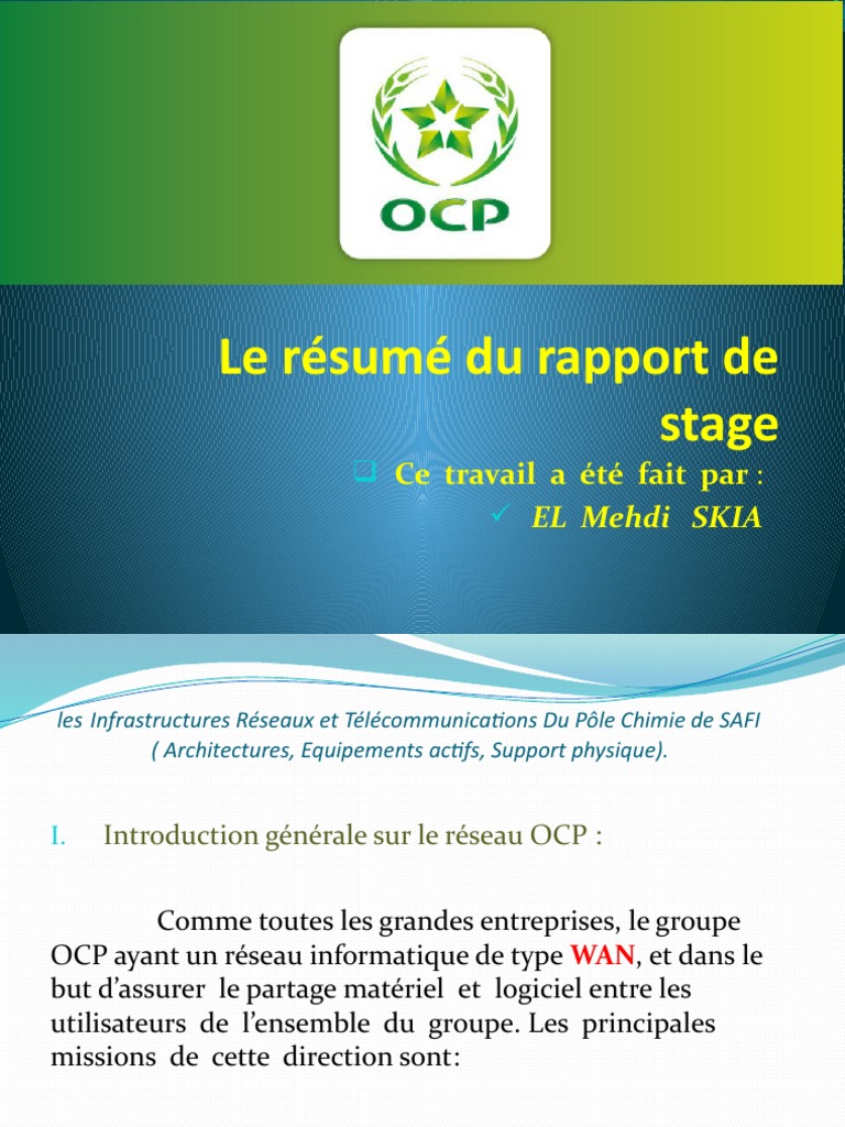 Le Résumé Du Rapport de Stage (Ocp) | PDF | Serveur (Informatique ...