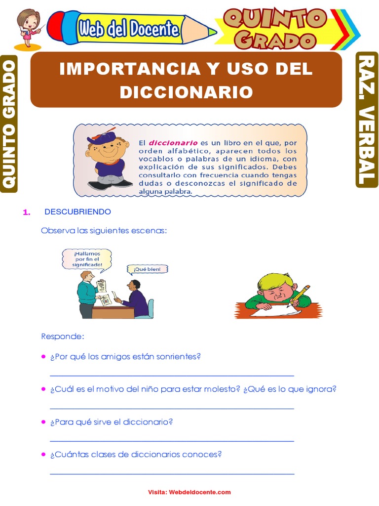 Diccionario para Quinto Grado de Primaria PDF Diccionario Lingüística